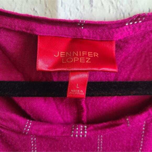 Jennifer Lopez Violet Studded Looped Sleeve Blouse Size Large - Picture 4 of 11